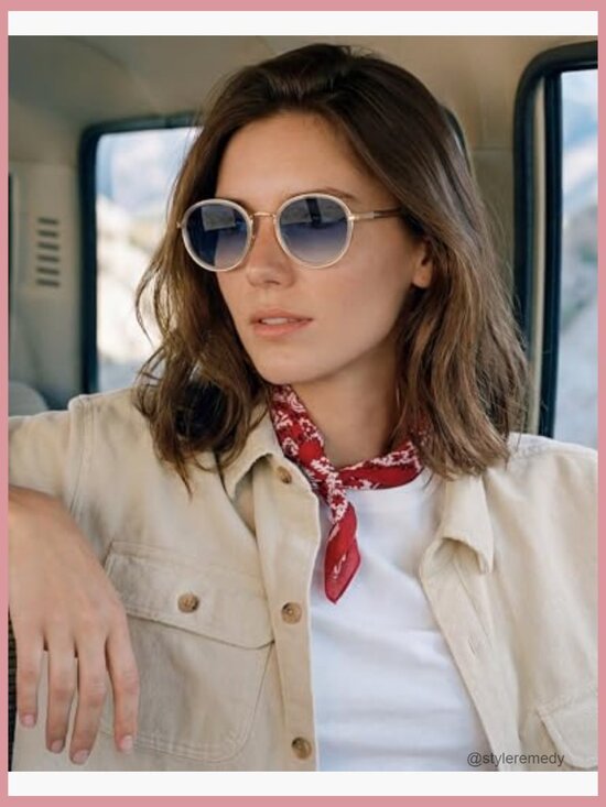 Retro Round Sunglasses for Women Polarized UV Protection Durable Acetate-Metal main image 5